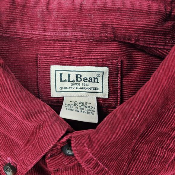 Vintage LL Bean Shirt Mens Large Red Button Down Thick Corduroy Outdoors Fall - Picture 2 of 5